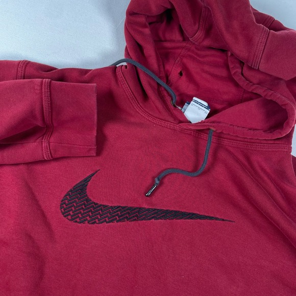 Nike Pullover Hoodie Sweatshirt Big Swoosh Logo Blue Tag Y2K Red‎ XL Flaw - Picture 1 of 8